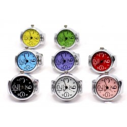 Mini Vintage Punk Finger Elastic Strap Alloy Watch Rings Jewelry Clocks