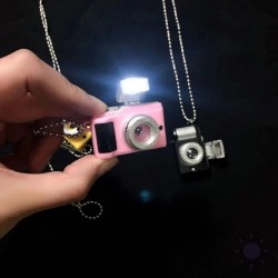 Retro Luminous Shutter Sound Camera Pendant Necklace Women Men Punk Flash Camera Necklaces Long Chains Necklace Fashion Jewelry