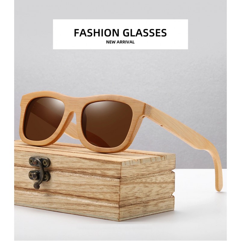 Vintage Bamboo and Wood Polaroid Sunglasses for Fashion & Sports