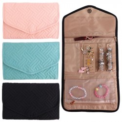 Portable Travel Jewelry Storage Bags Roll Foldable Jewelry Organizer Case for Rings Necklaces Jewellery Packaging Holder Box