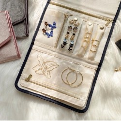 Portable Travel Jewelry Storage Bags Roll Foldable Jewelry Organizer Case for Rings Necklaces Jewellery Packaging Holder Box