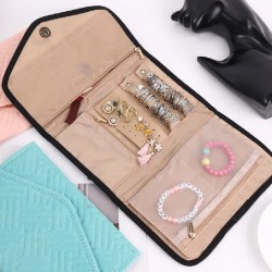 Portable Travel Jewelry Storage Bags Roll Foldable Jewelry Organizer Case for Rings Necklaces Jewellery Packaging Holder Box