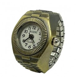 Finger Watch Ring Vintage Ring Clock Small Pointer Style Finger Watch Bronze Quartz Watch With Retractable Watch Strap For Women