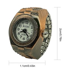 Finger Watch Ring Vintage Ring Clock Small Pointer Style Finger Watch Bronze Quartz Watch With Retractable Watch Strap For Women