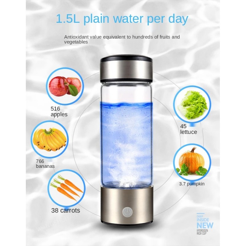 Hydrogen Generator Cup Water Filter 430ML Alkaline Maker Hydrogen-Rich Water Portable Bottle Lonizer Pure H2 Electrolysis