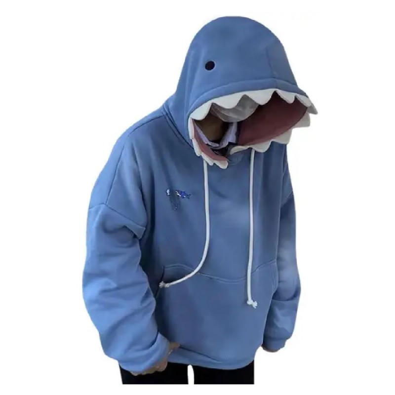 Long Sleeve Shark Shape Pullover Animal Hooded Cartoon Sweatshirt