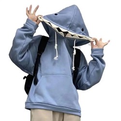 Long Sleeve Shark Shape Pullover Animal Hooded Cartoon Sweatshirt