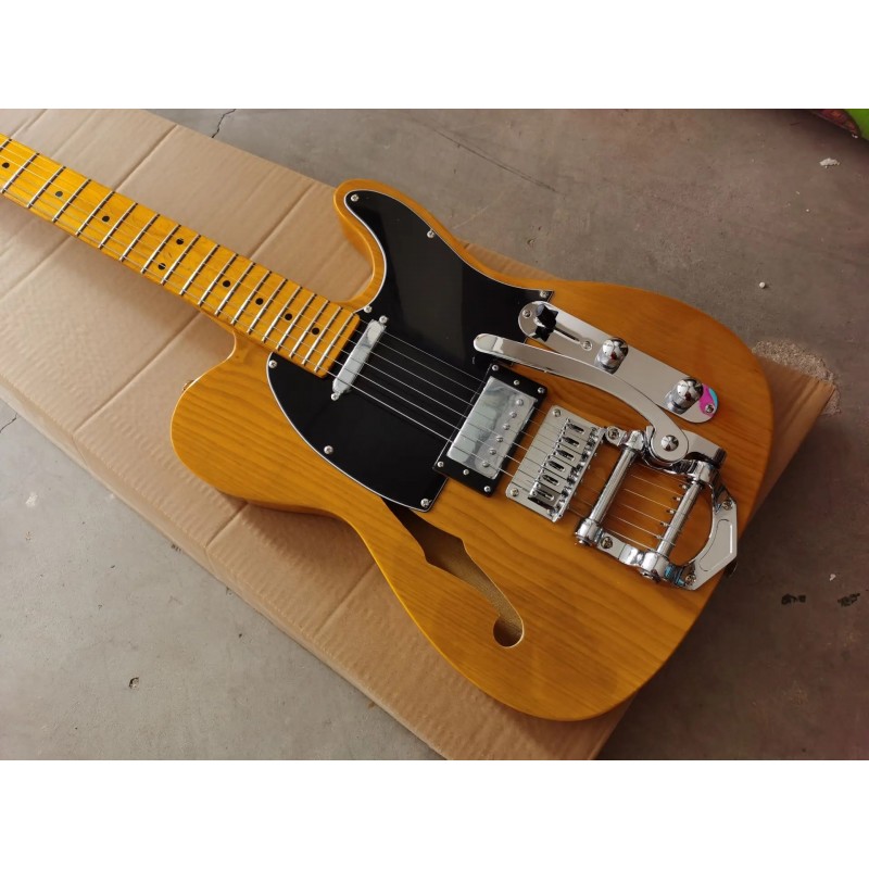 Butterscotch Colored Single f-hole High Quality Telecaster Shaped Hollow Body Electric Guitar