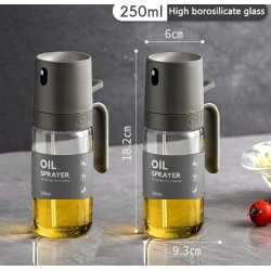 Oil Spray Bottle 250ml High Borosilicate Glass Cooking Oil Dispensers Olive Oil Sprayer Mister for Air Fryer Salad Baking