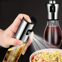 Stainless Steel Oil Press Spray Glass Bottle for Kitchen & Restaurant Cooking