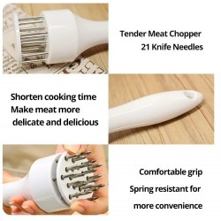 White Handheld Meat Needle Hammer Tenderizer