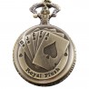 Exquisite High Quality Steel Classic Playing Card Casino Quartz Pocket Watch