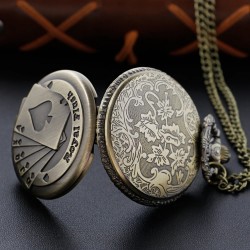 Exquisite High Quality Steel Classic Playing Card Casino Quartz Pocket Watch