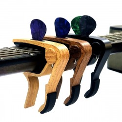 Guitar Capo Adjustment Clip Excellent Metal Picks Holder for Acoustic Electric Guitars Bass Ukulele with 4 Picks