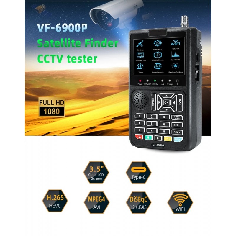 HD Digital Satellite Finder Combo 3.5”TFT Screen Live Video Program TV Receiver