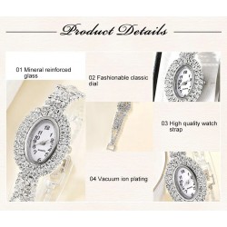 6 Piece Set Luxury Watch, Ring, Necklace & Earrings Rhinestone Fashion