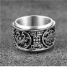 Chinese Style Ancient Mythical Beast Rotatable Stainless Steel Ring Men Punk Retro Four Mythical Beast Ring Jewelry Gift