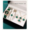 6 Piece Set Green Luxury Quartz Watch, Ring, Necklace & Earring Rhinestone Fashion