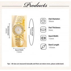 6PCS Set Luxury Watch Women Ring Necklace Earring Rhinestone Fashion Wristwatch Casual Ladies Watches Bracelet Set Clock