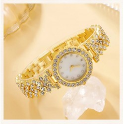 6PCS Set Luxury Watch Women Ring Necklace Earring Rhinestone Fashion Wristwatch Casual Ladies Watches Bracelet Set Clock