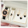 Luxury Butterfly Fashion Watch Ring Necklace Earrings Set with Rhinestone