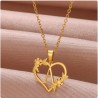 Golden Color Heart Dainty Flower Alphabet Letter Necklace Jewelry