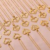 Golden Color Heart Dainty Flower Alphabet Letter Necklace Jewelry