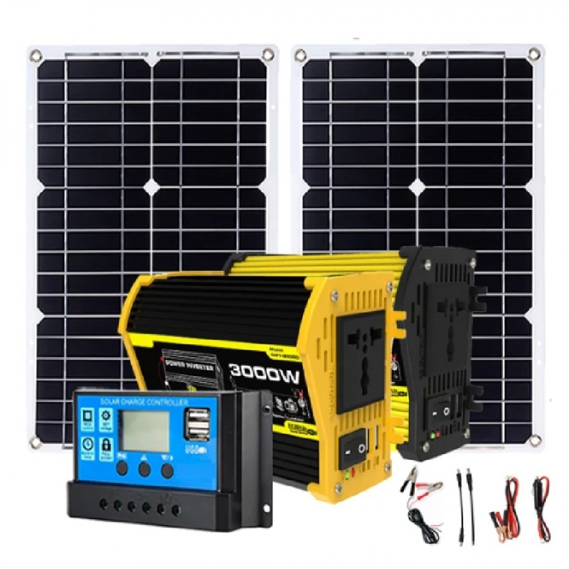 3000W 12V Power Inverter Solar Panel to Charge Batteries & Power Devices