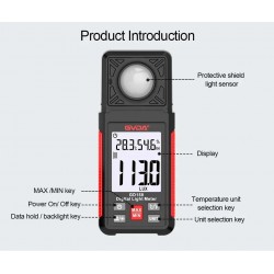 Lux Digital Luminescence Light Meter with Ambient Humidity and Temperature Tester