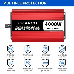 Inverter DC to AC Voltage Portable Pure Sine Wave Converter with LED Display