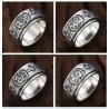 S925 Sterling Silver Ring with Four Scared Dragons Rotatable Jewelry Ring