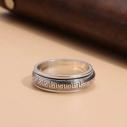 Great Wall Pattern Double Layer Rotatable Closed Vintage Ring Jewelry