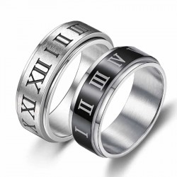 Fashionable Punk Gothic Retro Roman Numerals Rotatable Ring