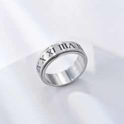 Fashionable Punk Gothic Retro Roman Numerals Rotatable Ring