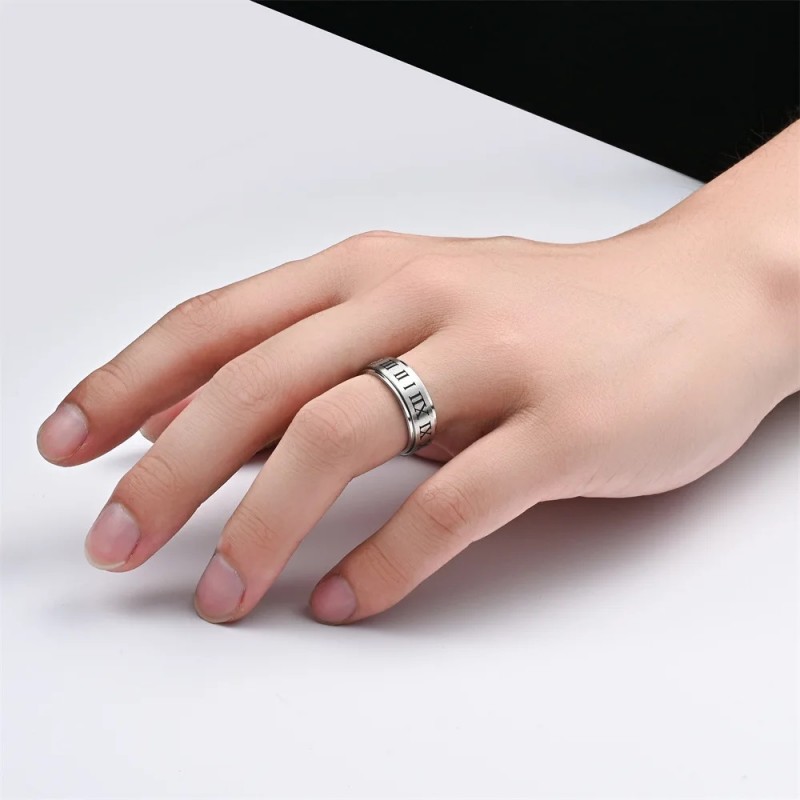 Fashionable Punk Gothic Retro Roman Numerals Rotatable Ring