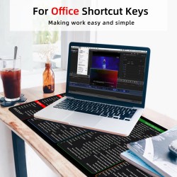 Large Extended MS Office Software Shortcut keys Mousepad with Stitched Edges