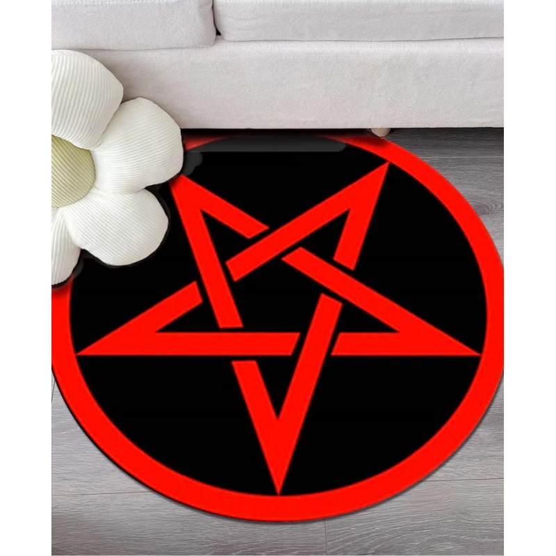 Fashion Pentagon Symbol Round Rug Pentagram Patterned Carpet