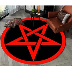 Fashion Pentagon Symbol Round Rug Pentagram Patterned Carpet