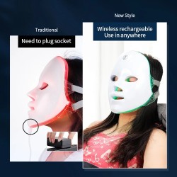 Rechargeable Facial LED Mask with 7 Colors Beauty Therapy Mask Skin Rejuvenation Home Face Lifting Device