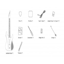 AeroBand Painless Guitar Smart Silicone Strings Bluetooth And 8 Sounds USB MIDI Function