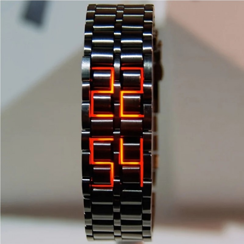 LED Display Digital Electronic Lava Colored Wristwatch