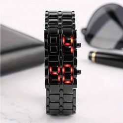 LED Display Digital Electronic Lava Colored Wristwatch