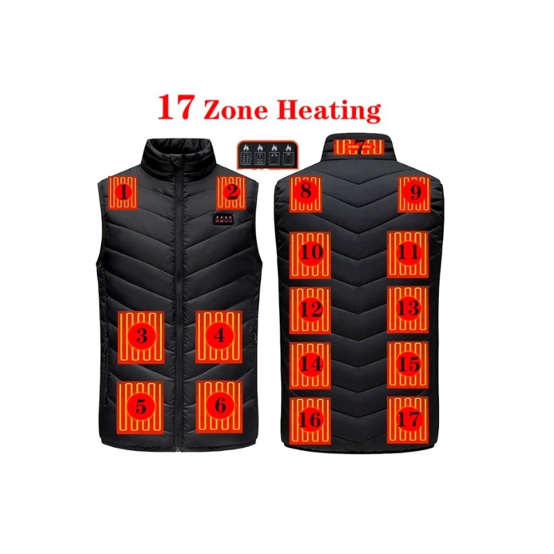 17 Areas Electric Heating Vest USB Body Warmer Jacket