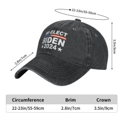 Vintage Re-Elect Joe Biden 2024 Baseball Unisex Snapback Cap Outdoor Summer & Camping