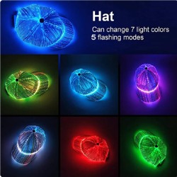 Fiber Optic Baseball LED Cap with 7 Colors Luminous Glowing EDC USB Charging Light Up