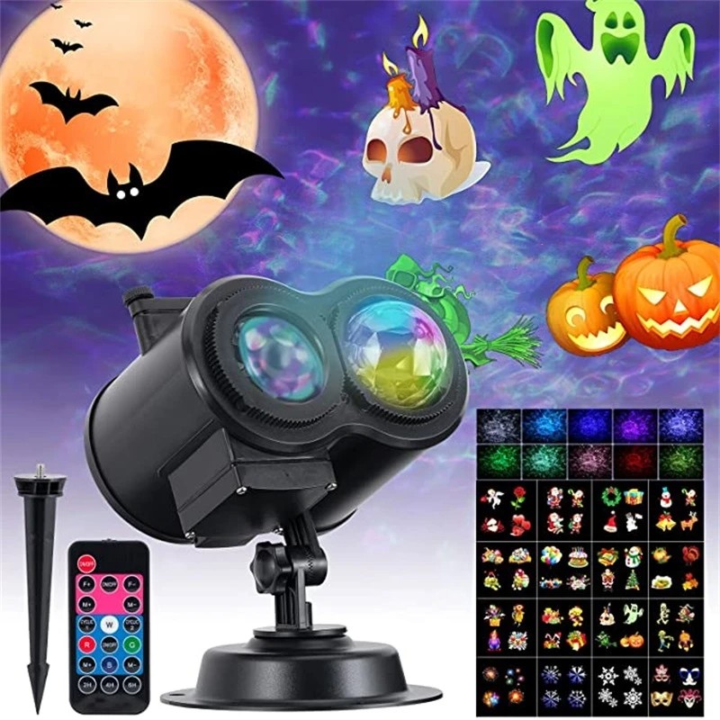 LED Stage Lights Halloween Laser Projector Lamp 16 Pieces Home Decorations