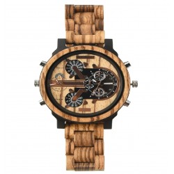 Big Face Wooden Wrist Watches with Quartz Movement & Dual Dials