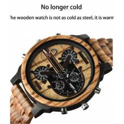 Big Face Wooden Wrist Watches with Quartz Movement & Dual Dials