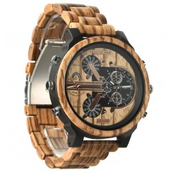 Big Face Wooden Wrist Watches with Quartz Movement & Dual Dials