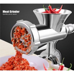 Silver Aluminum Alloy Powerful Home Manual Meat Grinder Mincer